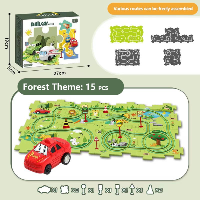 Kids' Adventure Puzzle Track - Eco-Friendly Educational Playset with Dinosaur Figures for Creative Play - Perfect Gift for Children